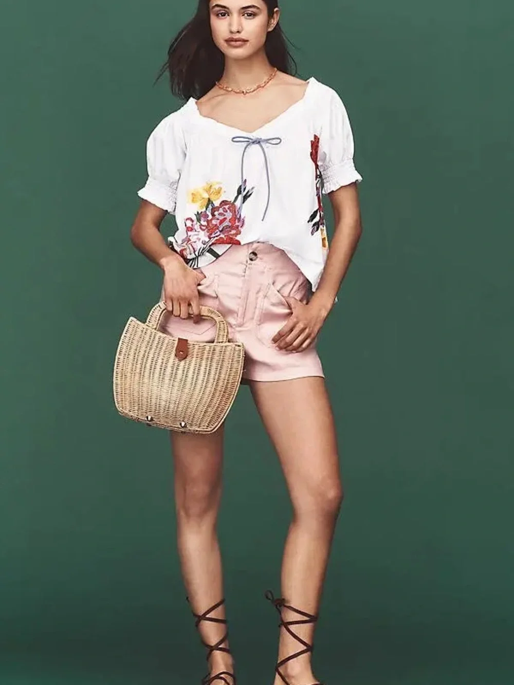 Anthropologie White Floral Embroidered Blouse
